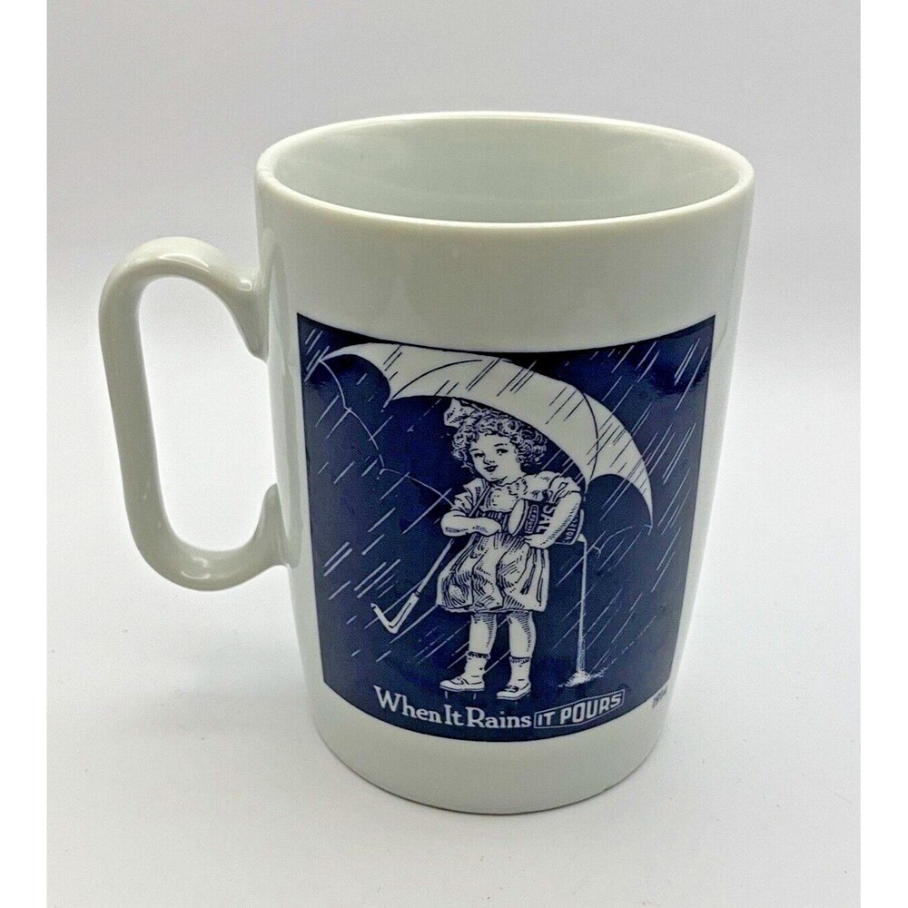 Vintage Coffee Cup Morton Salt Girl "When It Rains it Pours" 1914 Logo Mug